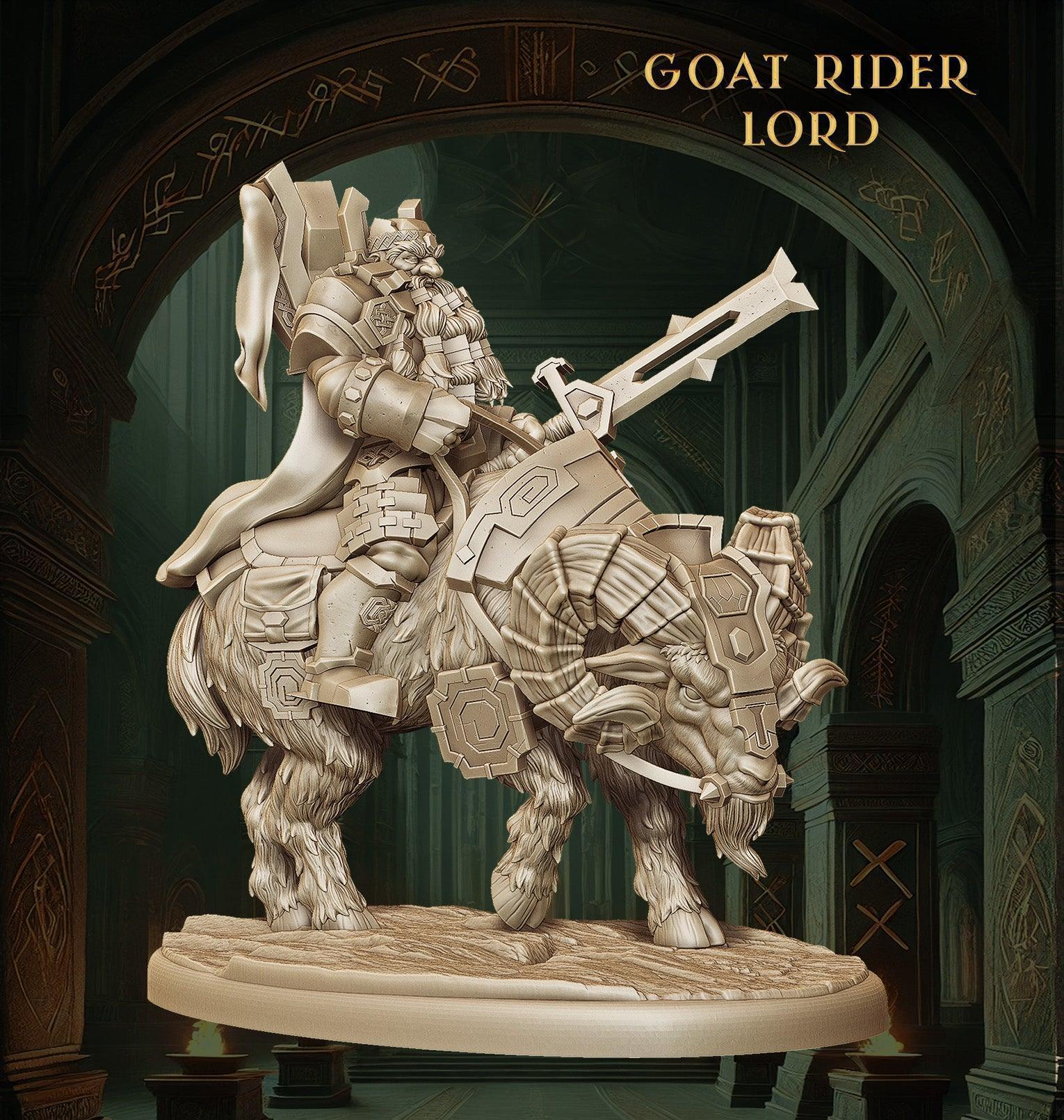 Dwarf Warrior | Goat Rider Dwarf Miniature| Fantasy Tabletop Gaming Figure | 50 Base - Plague Miniatures