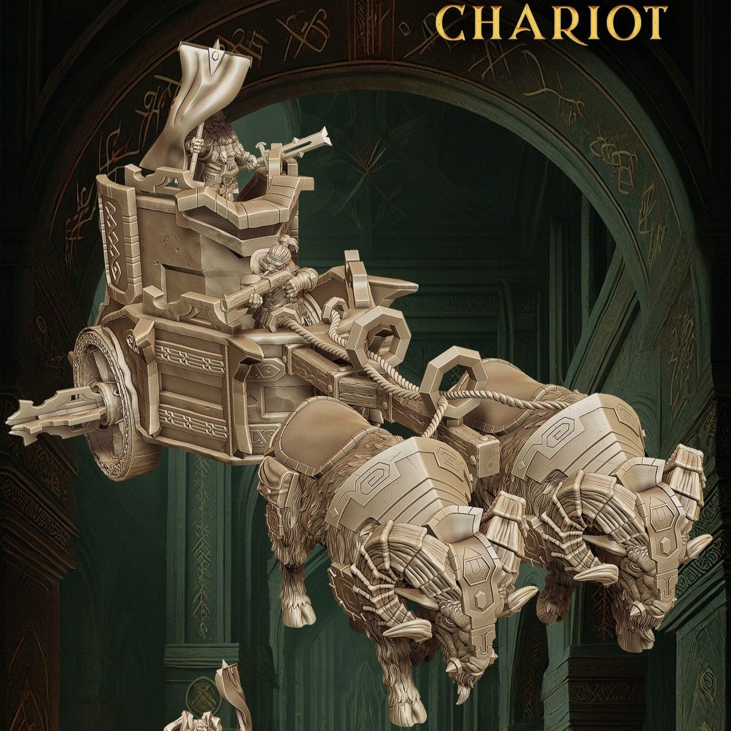 Dwarven War Chariot | Tabletop Wargaming Miniatures | Goat-Pulled Chariot for DnD - Plague Miniatures
