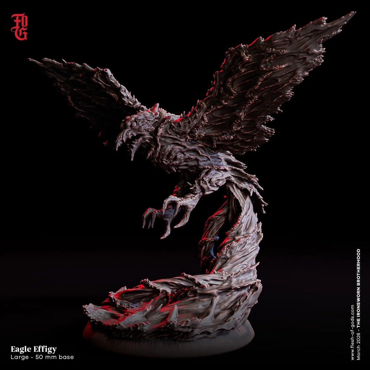 Eagle Effigy Miniature | Large Primordial Monstrosity Guardian Figurine | 50mm Base - Plague Miniatures