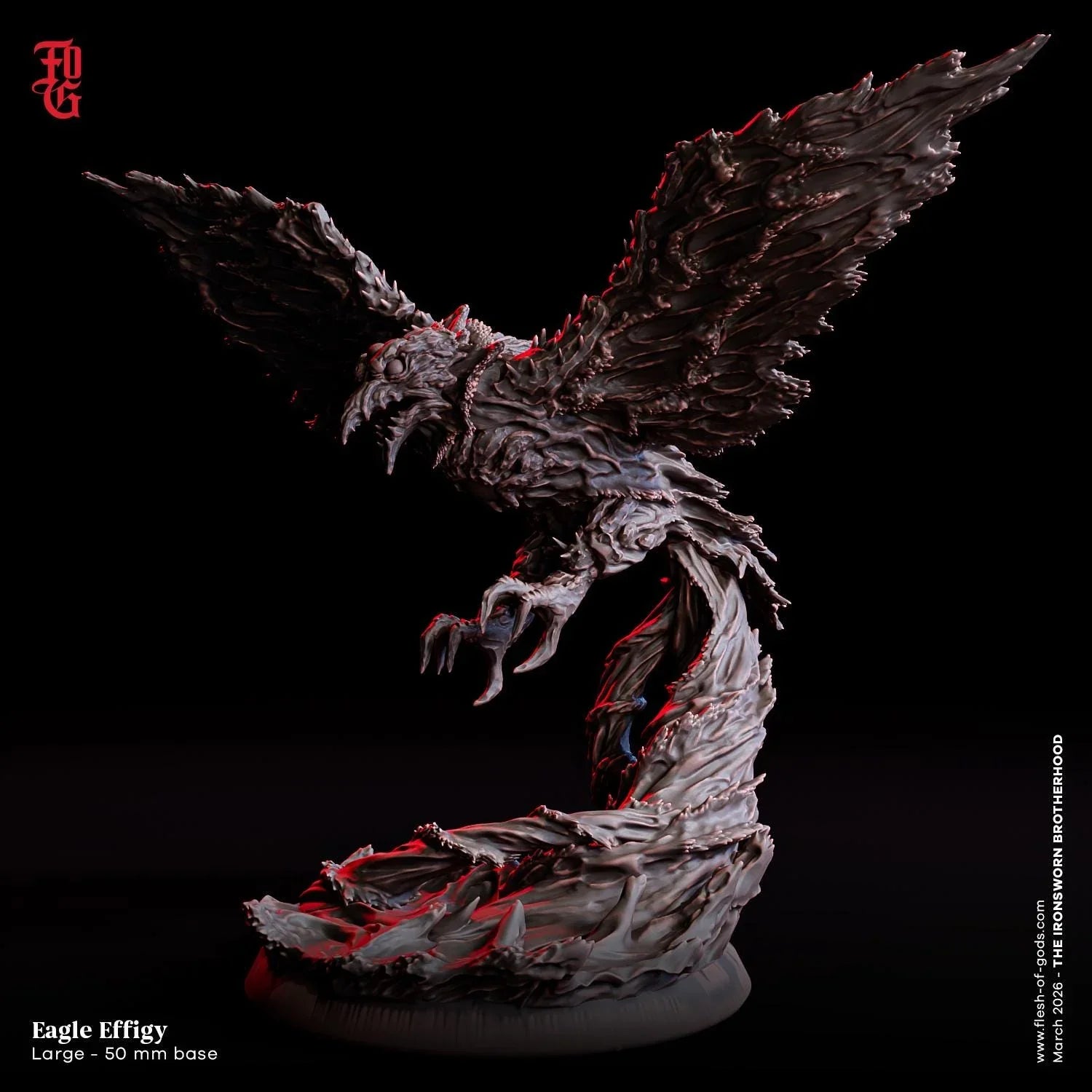 Eagle Effigy Miniature | Large Primordial Monstrosity Guardian Figurine | 50mm Base - Plague Miniatures