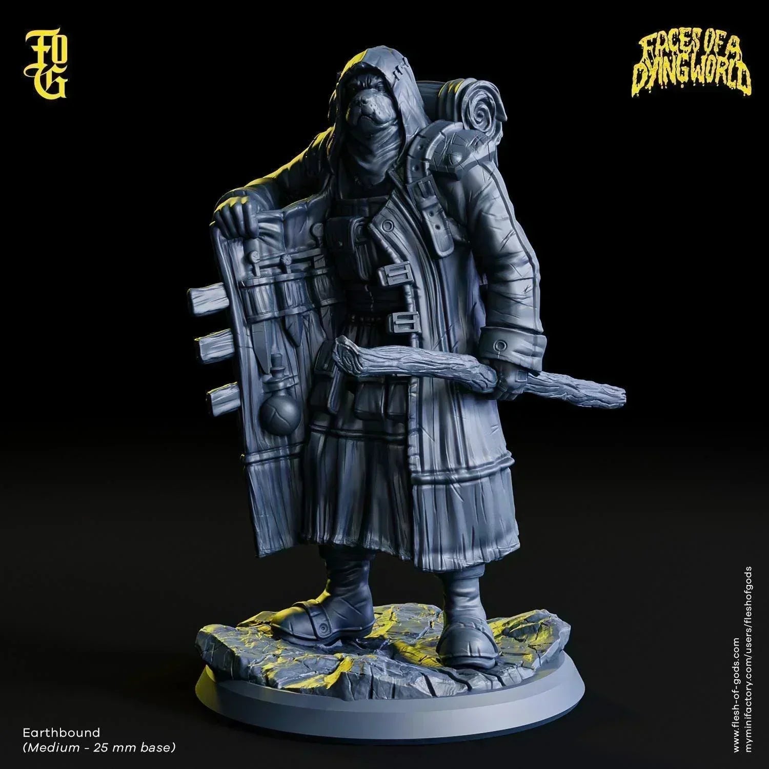 Earthbound Traveler Miniature | Dog Outcast Follower Figurine for MÖRK BORG | 32mm Scale - Plague Miniatures