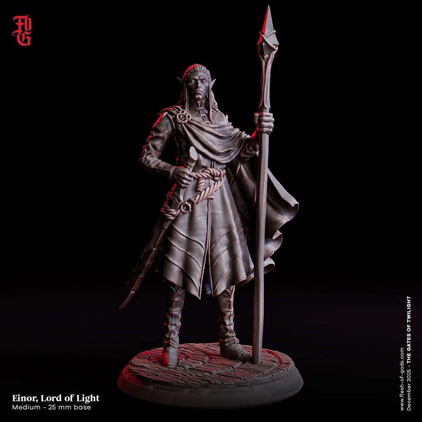 Einor, The Lord of Light Miniature | Elf Warrior Fighter Elven Figurine | 32mm Scale or 75mm Scale - Plague Miniatures