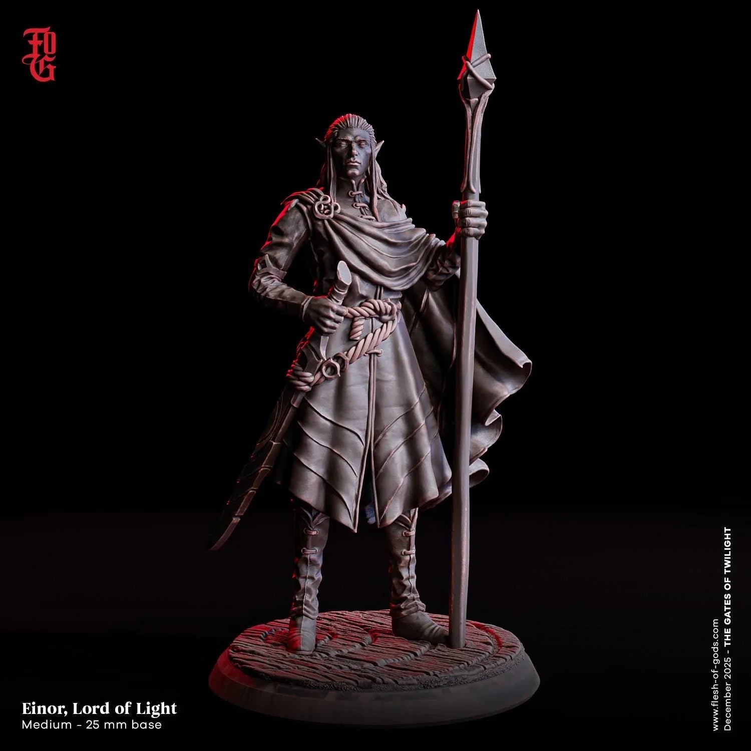 Einor, The Lord of Light Miniature | Elf Warrior Fighter Elven Figurine | 32mm Scale or 75mm Scale - Plague Miniatures