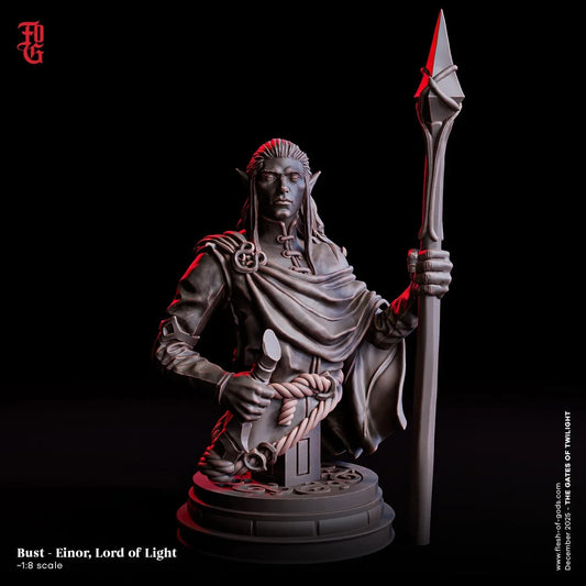 Einor, The Lord of Light Resin Bust Statue | Elf Warrior Display Figure - Plague Miniatures