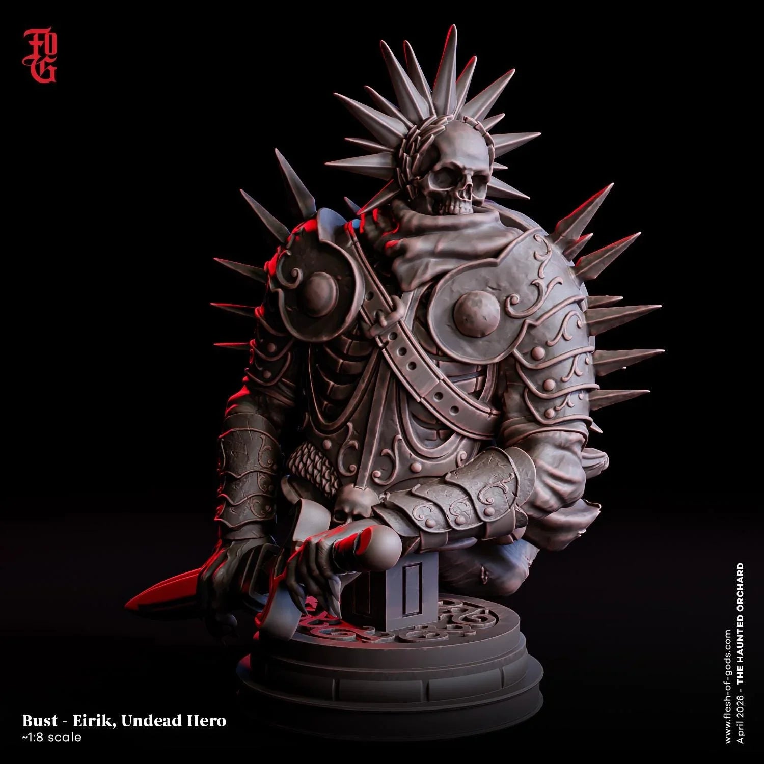 Eirik, Undead Hero Miniature | Skeleton Warrior Fighter Figurine | 32mm Scale or 75mm Scale - Plague Miniatures