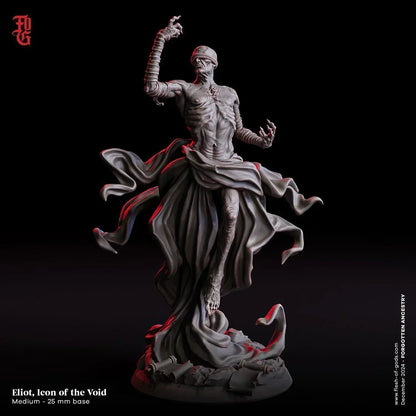 Eliot Void Consumed Undead Monster Miniature Sorcerer Spellcaster Figure | 32mm Scale 50mm Base | DnD Miniature Dungeons and Dragons DnD 5e - Plague Miniatures