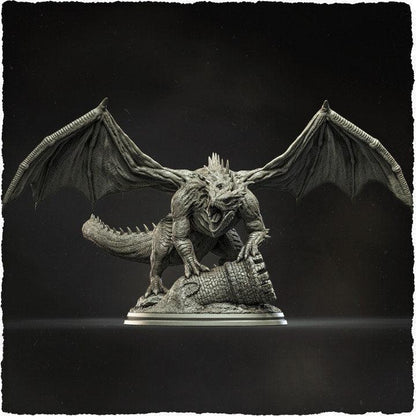 Emerald Dragon Miniature | Majestic Huge Dragon Fantasy Figure for Tabletop Gaming - Plague Miniatures