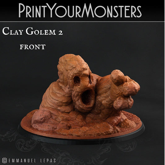 Emerging Clay Golem Miniature | Print Your Monsters | Tabletop gaming | DnD Miniature | Dungeons and Dragons, DnD 5e monster miniature - Plague Miniatures shop for DnD Miniatures