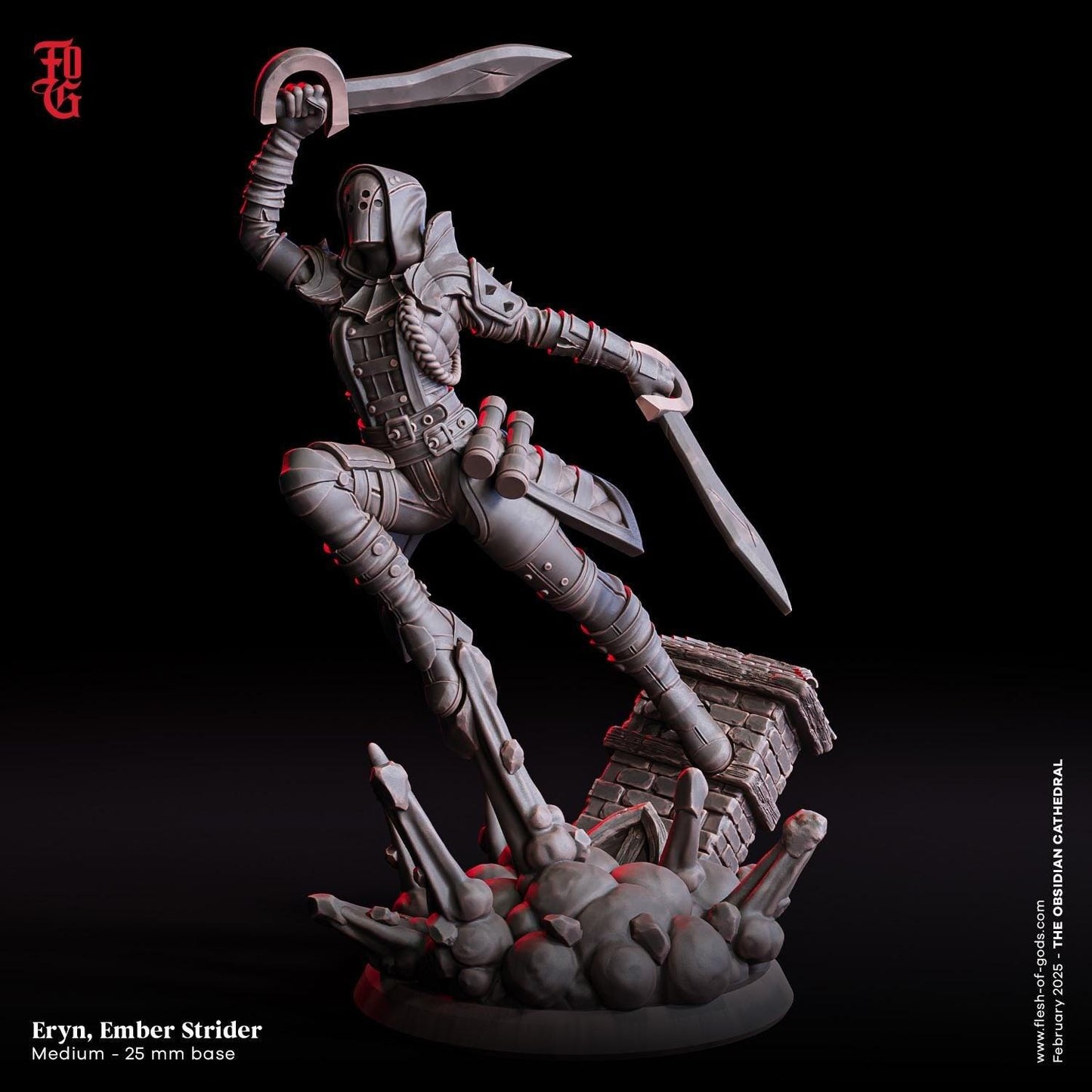 Eryn, Ember Strider | Human Rogue Miniature | 32mm Scale or 75mm Scale - Plague Miniatures