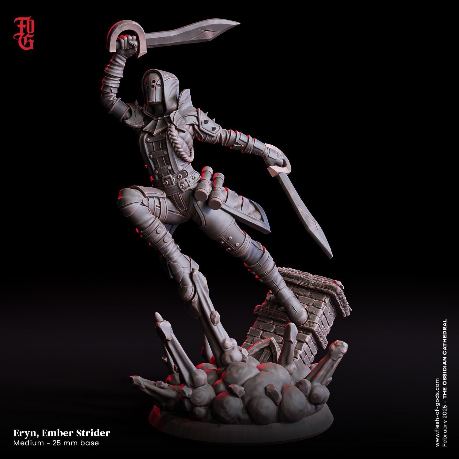 Eryn, Ember Strider | Human Rogue Miniature | 32mm Scale or 75mm Scale - Plague Miniatures
