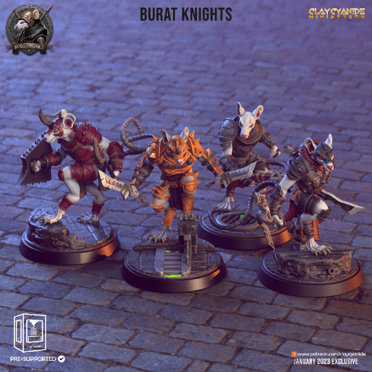 Estong, Burat Knight Skaven Miniature | Shield and Spear Warrior | 32mm Scale - Plague Miniatures