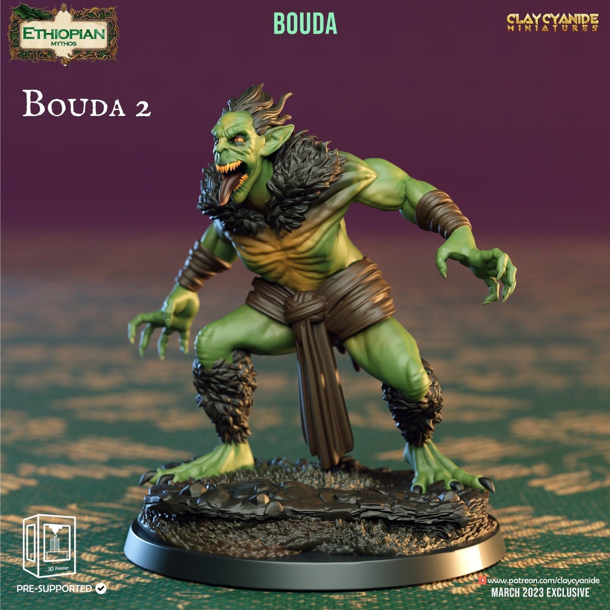Ethiopian Goblin Creature | Bouda Miniature for DnD 5e | 32mm Scale - Plague Miniatures