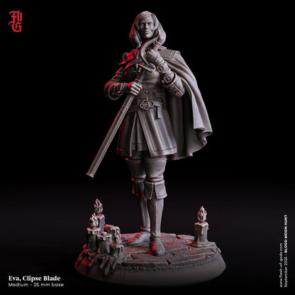 Eva, Eclipse Blade | Human Rogue Miniature | 32mm Scale or 75mm Scale - Plague Miniatures