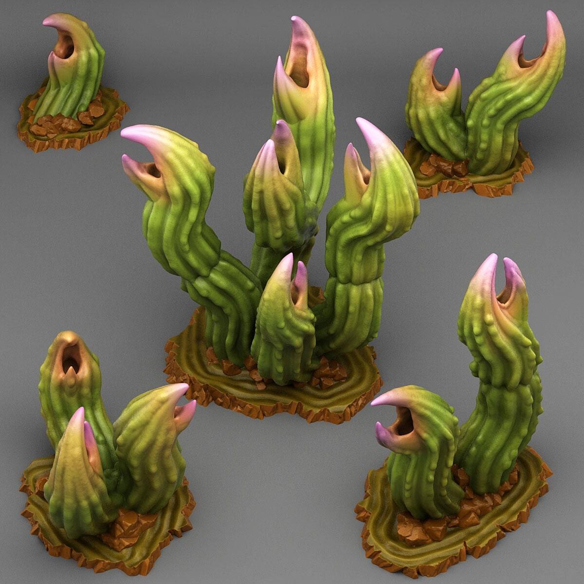 Exotic Carnivorous Cactus Miniatures | Plant Terrain | 28mm or 32mm Scale - Plague Miniatures