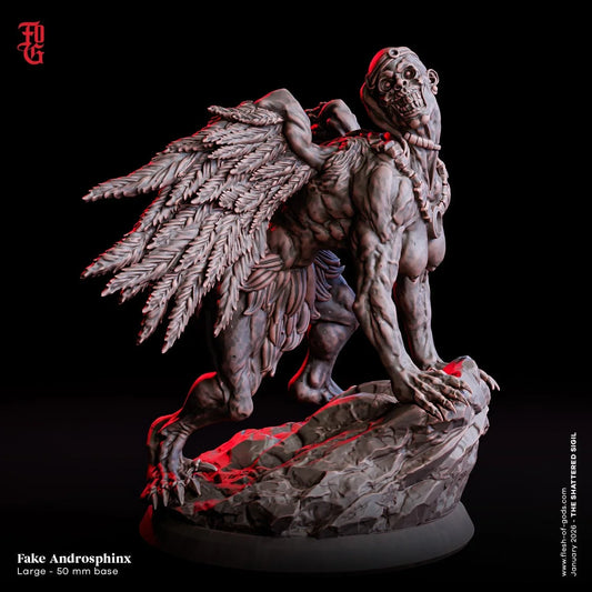 Fake Androsphinx Miniature | Large Monstrosity Monster Figurine | 50mm Base - Plague Miniatures
