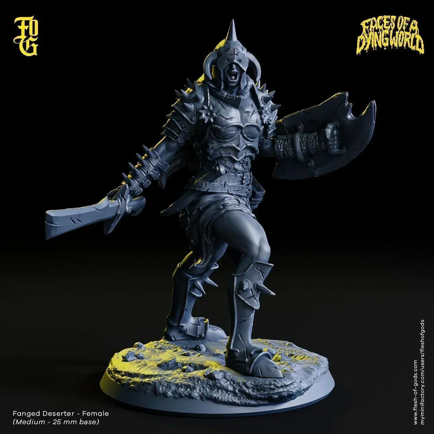 Fanged Deserter Miniature | Wild Fighter Monster Figurine for MÖRK BORG | 32mm Scale - Plague Miniatures