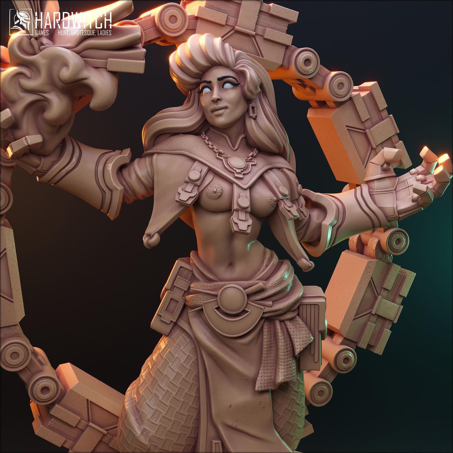 Faradelis, The Stormcaller NSFW Nude Option | Elemental Sorceress Miniature | 32mm Scale or 75mm Scale - Plague Miniatures