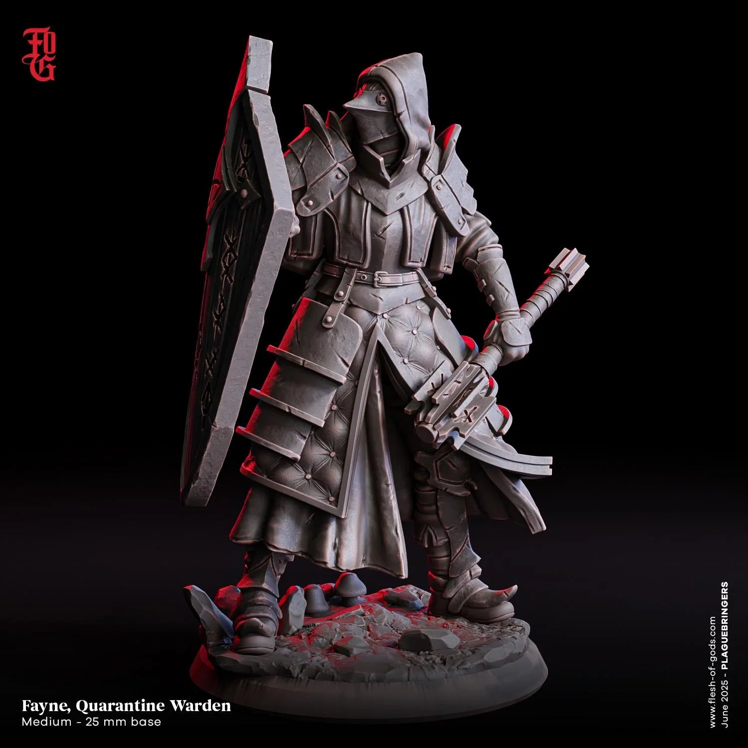 Fayne, Quarantine Warden | Plague Doctor Fighter Miniature | 32mm Scale or 75mm Scale - Plague Miniatures