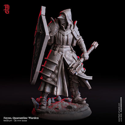 Fayne, Quarantine Warden | Plague Doctor Fighter Miniature | 32mm Scale or 75mm Scale - Plague Miniatures