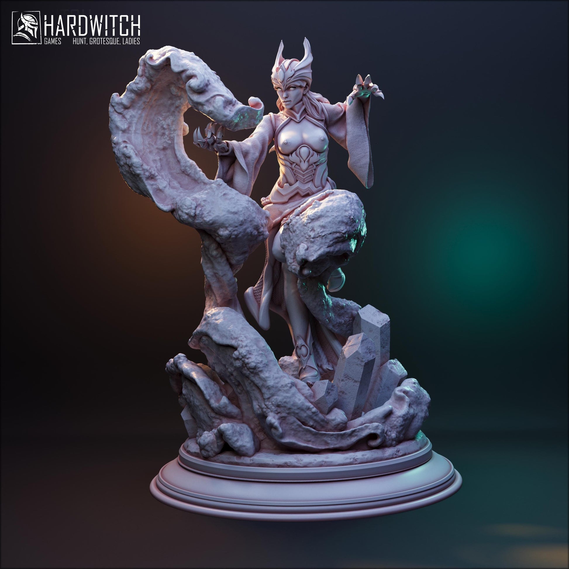 Fedras, The Sand Sorceress NSFW Nude Option | Desert Mage Miniature | 32mm Scale or 75mm Scale - Plague Miniatures