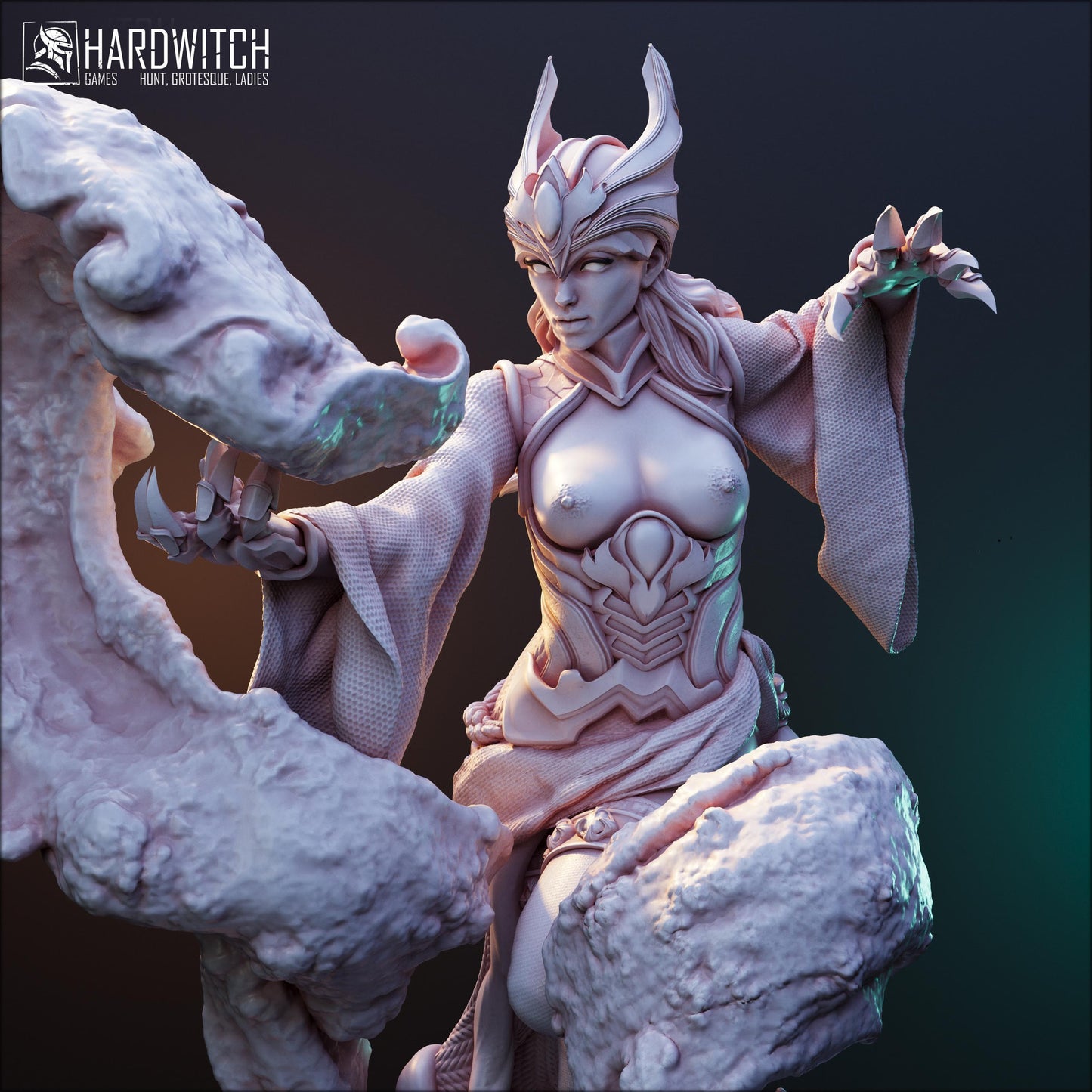 Fedras, The Sand Sorceress NSFW Nude Option | Desert Mage Miniature | 32mm Scale or 75mm Scale - Plague Miniatures