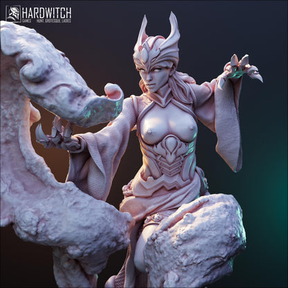 Fedras, The Sand Sorceress NSFW Nude Option | Desert Mage Miniature | 32mm Scale or 75mm Scale - Plague Miniatures