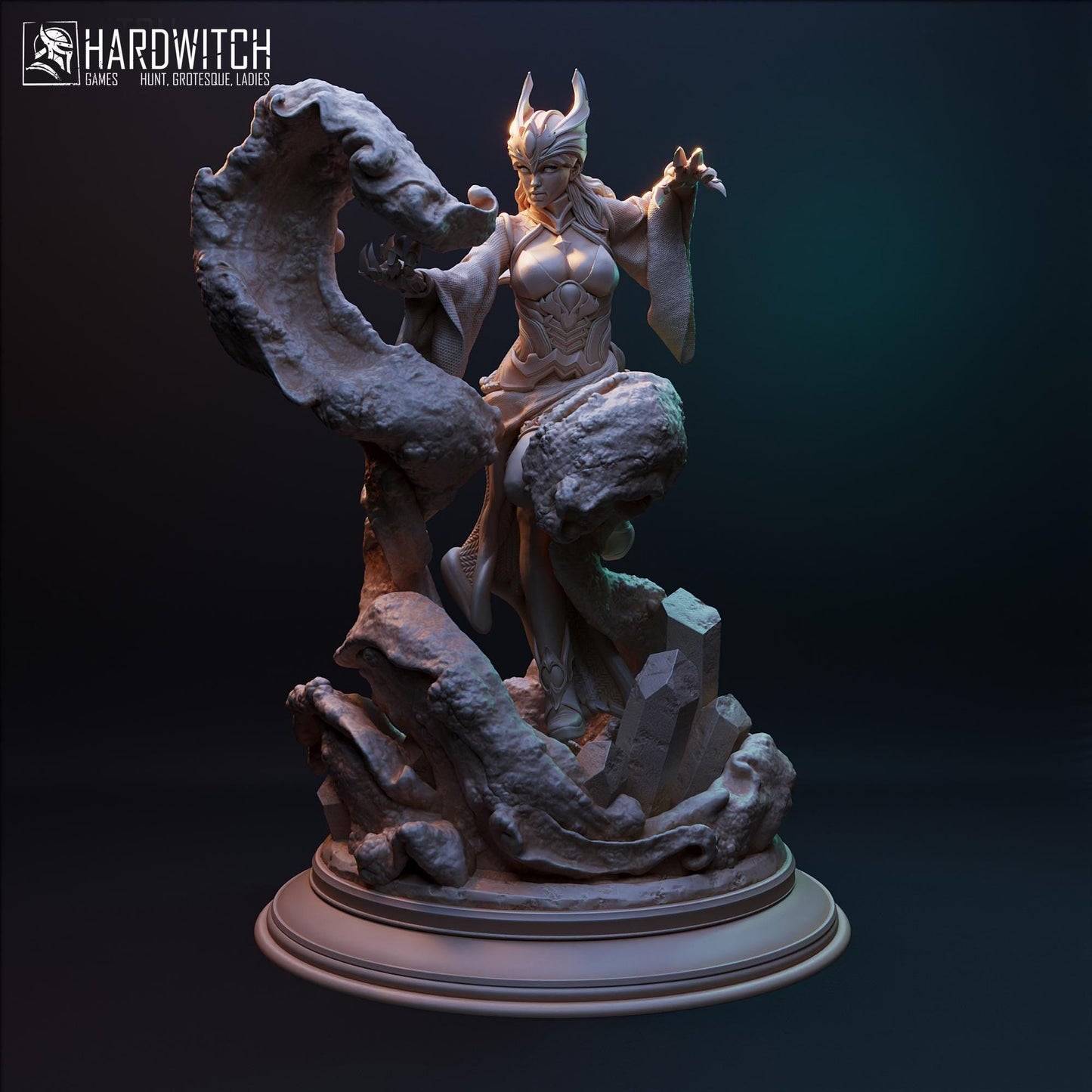 Fedras, The Sand Sorceress NSFW Nude Option | Desert Mage Miniature | 32mm Scale or 75mm Scale - Plague Miniatures