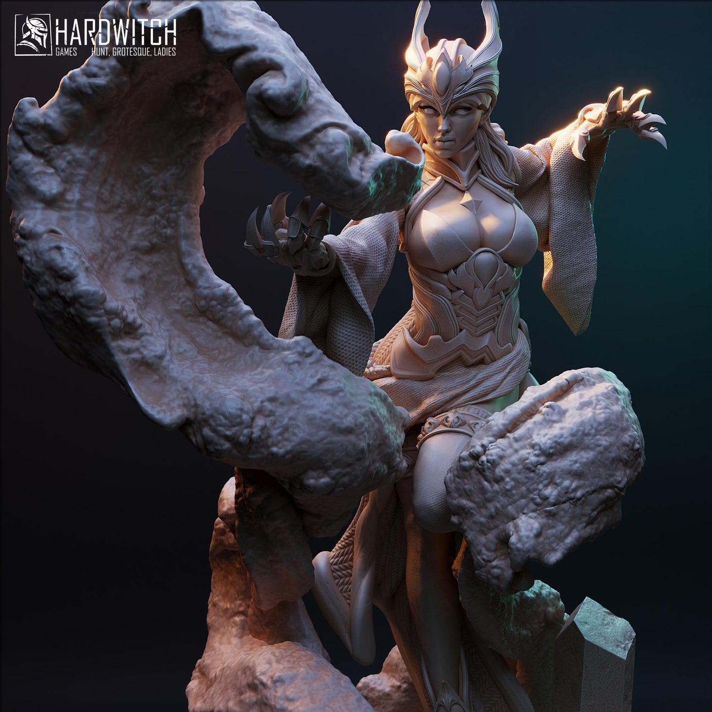 Fedras, The Sand Sorceress NSFW Nude Option | Desert Mage Miniature | 32mm Scale or 75mm Scale - Plague Miniatures