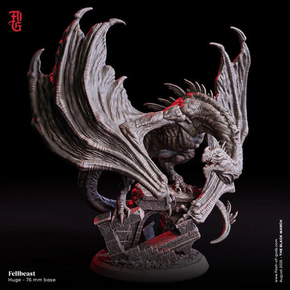 Fellbeast | Huge Dragon Monstrosity Miniature | 75mm Base - Plague Miniatures