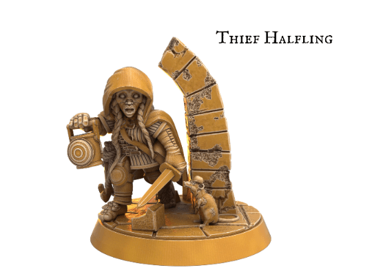 Female Halfling Miniature with dog - 9 Poses - 32mm scale Tabletop gaming DnD Miniature Dungeons and Dragons, wargaming dnd 5e - Plague Miniatures shop for DnD Miniatures