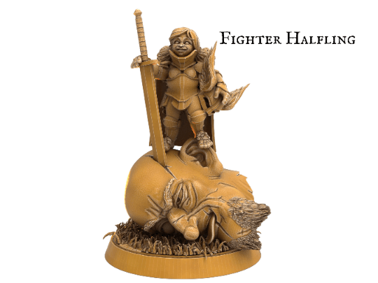 Female Halfling Miniature with pan - 9 Poses - 32mm scale Tabletop gaming DnD Miniature Dungeons and Dragons, wargaming dnd 5e - Plague Miniatures shop for DnD Miniatures