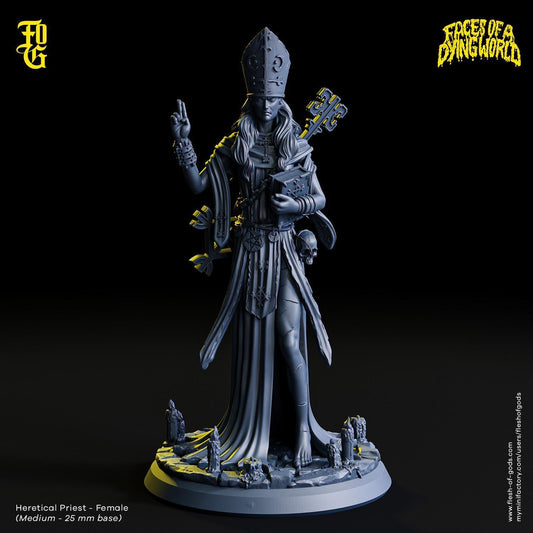 Female Heretical Priestess Miniature | Heretic Healer Figurine for MÖRK BORG | 32mm Scale - Plague Miniatures