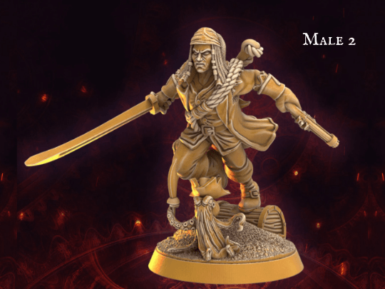 Female Human Pirate miniature - 32mm scale Tabletop gaming DnD Miniature Dungeons and Dragons, wargaming dnd pirate figurine - Plague Miniatures