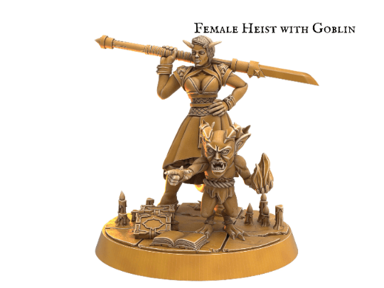 Female Rogue Miniature with Blades - 32mm scale DnD Miniature - Plague Miniatures shop for DnD Miniatures