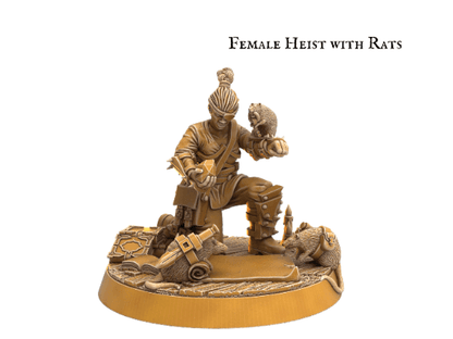 Female Rogue Miniature with Daggers - 32mm scale DnD Miniature - Plague Miniatures