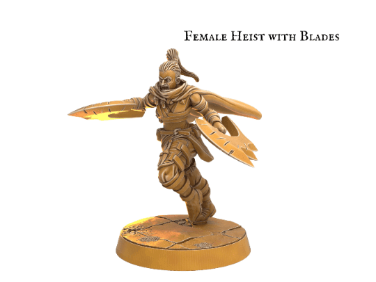 Female Rogue Miniature with Daggers - 32mm scale DnD Miniature - Plague Miniatures