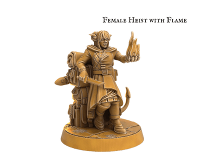 Female Rogue Miniature with Goblin Companion - 32mm scale DnD Miniature - Plague Miniatures