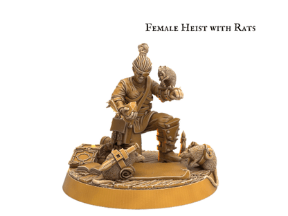 Female Rogue Miniature with Treasure - 32mm scale DnD Miniature - Plague Miniatures shop for DnD Miniatures