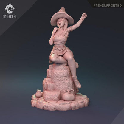 Female Witch Miniature | Sexy Female Spellcaster NPC | 32mm Scale or 75mm Scale - Plague Miniatures