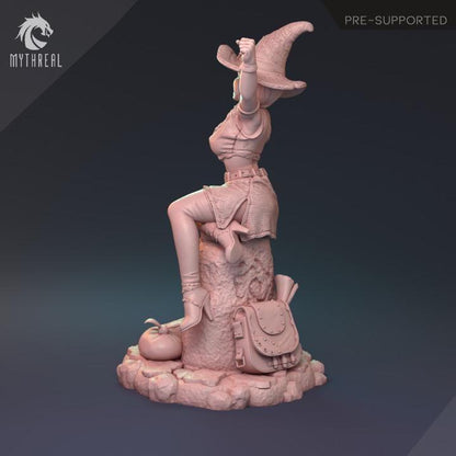 Female Witch Miniature | Sexy Female Spellcaster NPC | 32mm Scale or 75mm Scale - Plague Miniatures