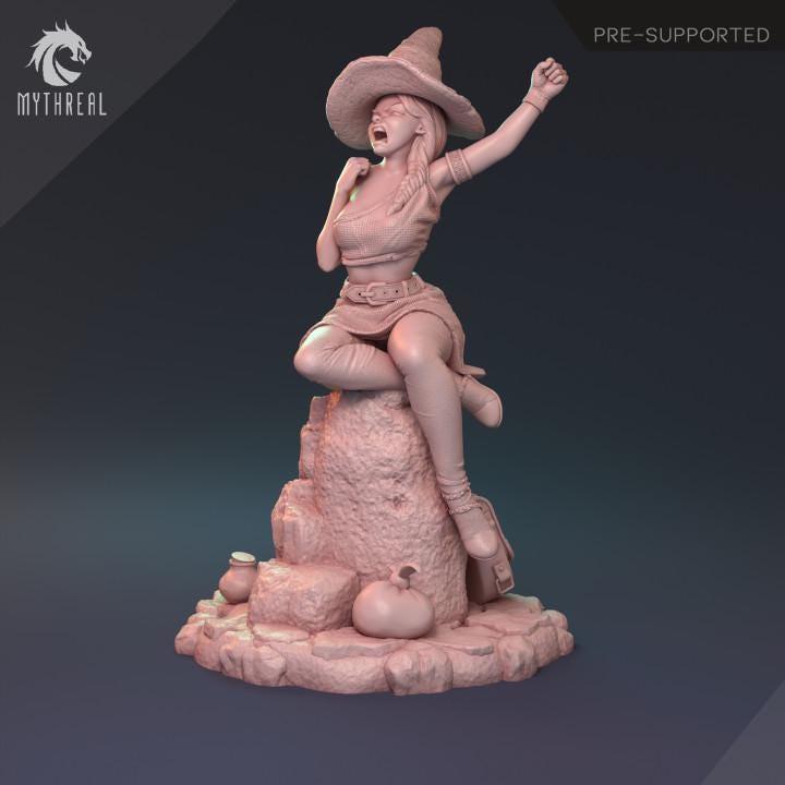 Female Witch Miniature | Sexy Female Spellcaster NPC | 32mm Scale or 75mm Scale - Plague Miniatures