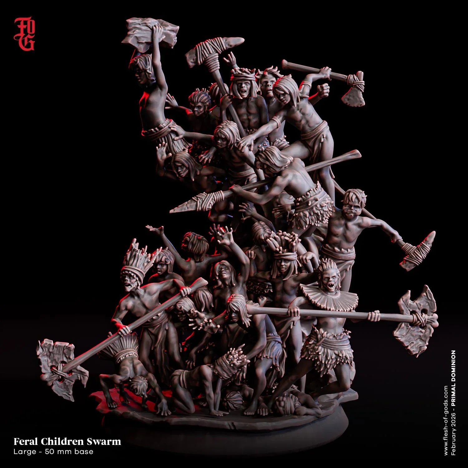 Feral Children Swarm Miniature | Forest Dweller Horde Monster Figurine | 50mm Base - Plague Miniatures