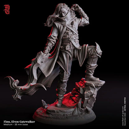 Finn, Elven Gatewalker Miniature | Eladrin Elf Ranger & Planar Explorer | 32mm Scale or 75mm Scale - Plague Miniatures
