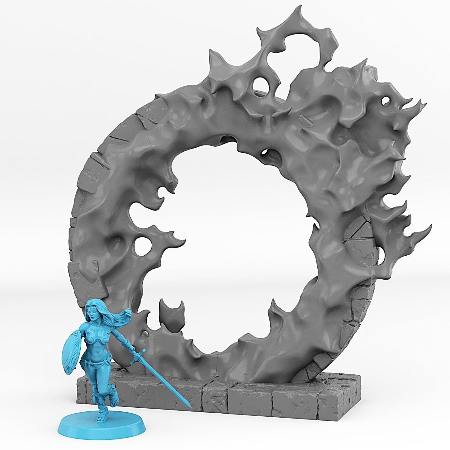 Fire Elemental Portal Miniature | Flame Effect Entrance | Dungeon Terrain Prop | 28mm 32mm Scale - Plague Miniatures