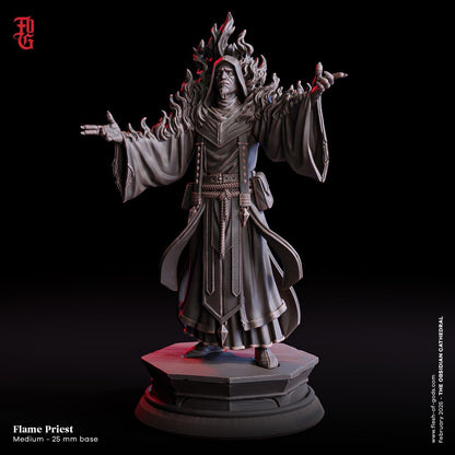 Flame Priest Bust | DnD Fire Mage Spellcaster Statue - Plague Miniatures