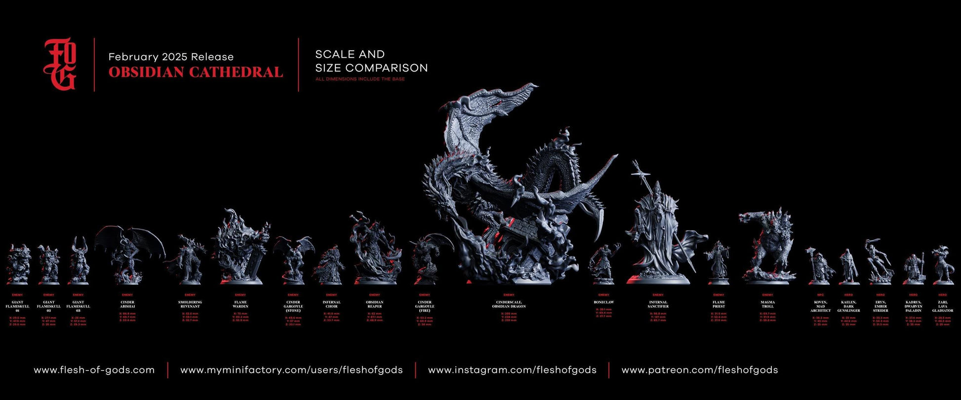 Flameskull Miniature | Undead Monster Fiery Skull Figure | 32mm Scale - Plague Miniatures
