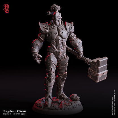 Forgeborn Elite Miniature | Mechanical Construct Monster Figurine | 32mm Scale - Plague Miniatures