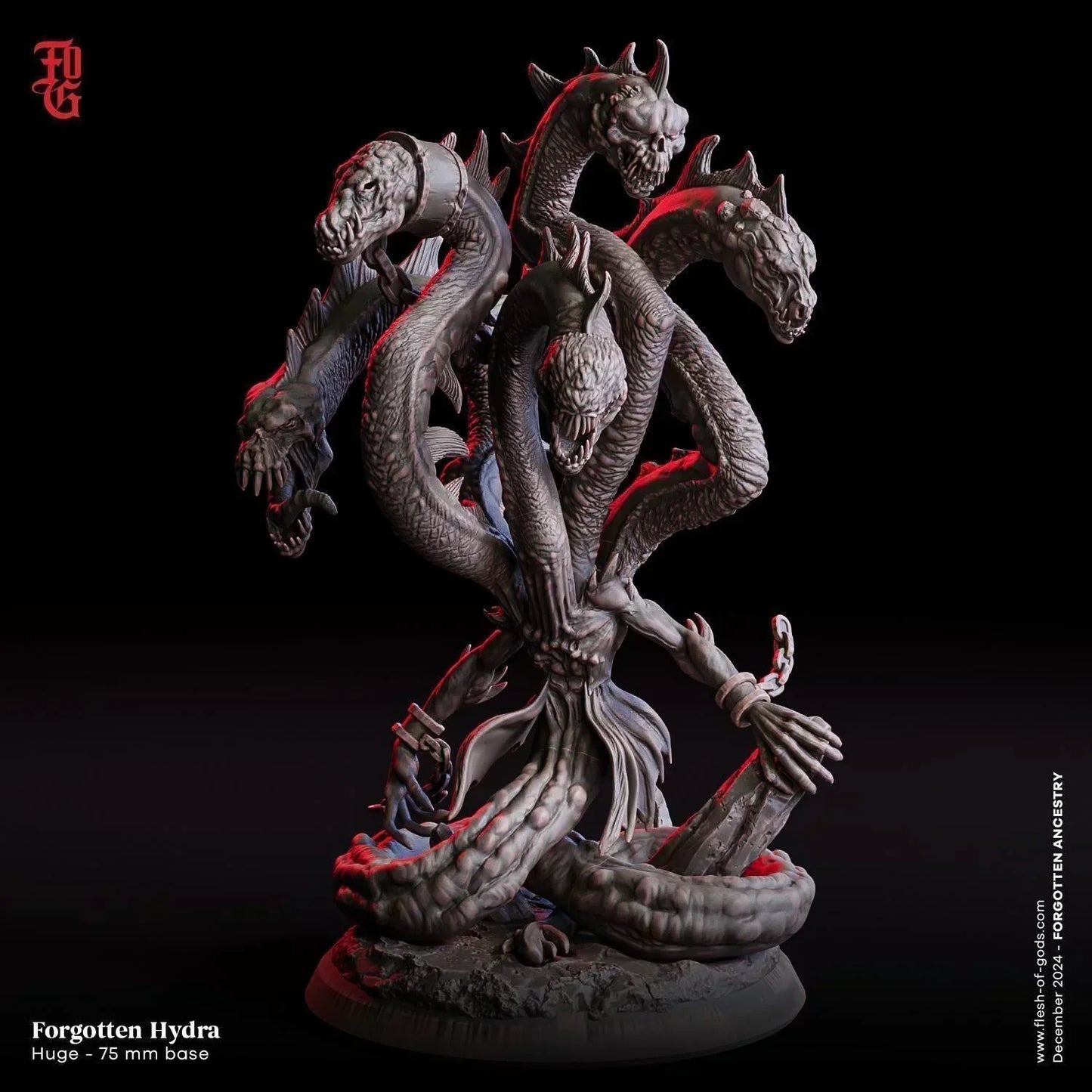 Forgotten Hydra Miniature | Aquatic Serpent Monster Figurine | 75mm Base - Plague Miniatures