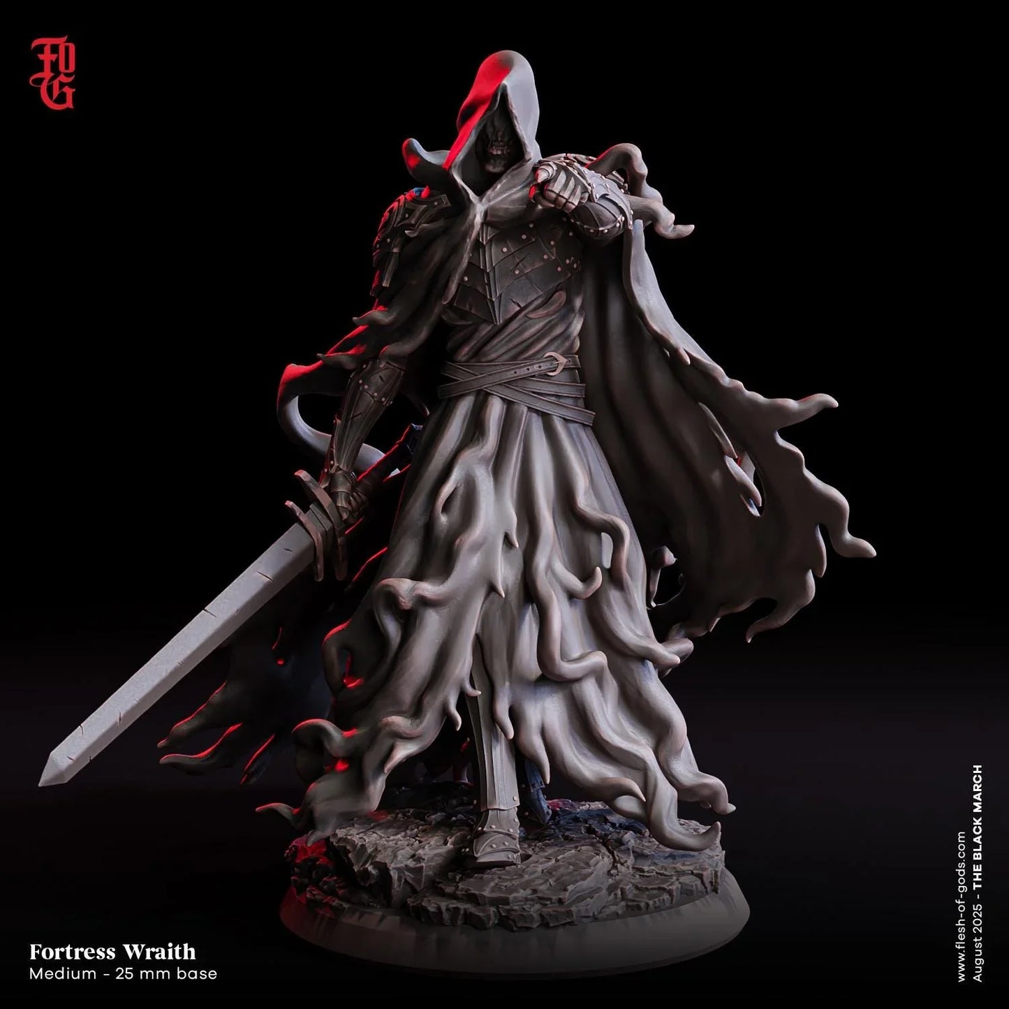 Fortress Wraith | Undead Skeleton Reaper Miniature | 32mm Scale or 75mm Scale - Plague Miniatures