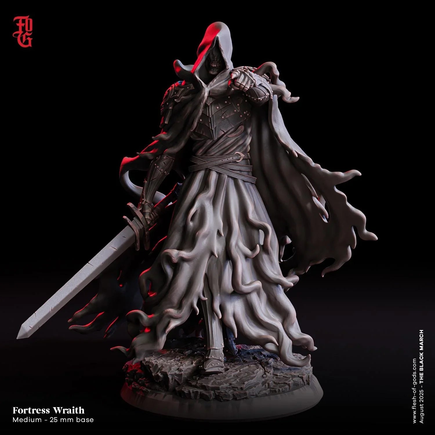 Fortress Wraith | Undead Skeleton Reaper Miniature | 32mm Scale or 75mm Scale - Plague Miniatures